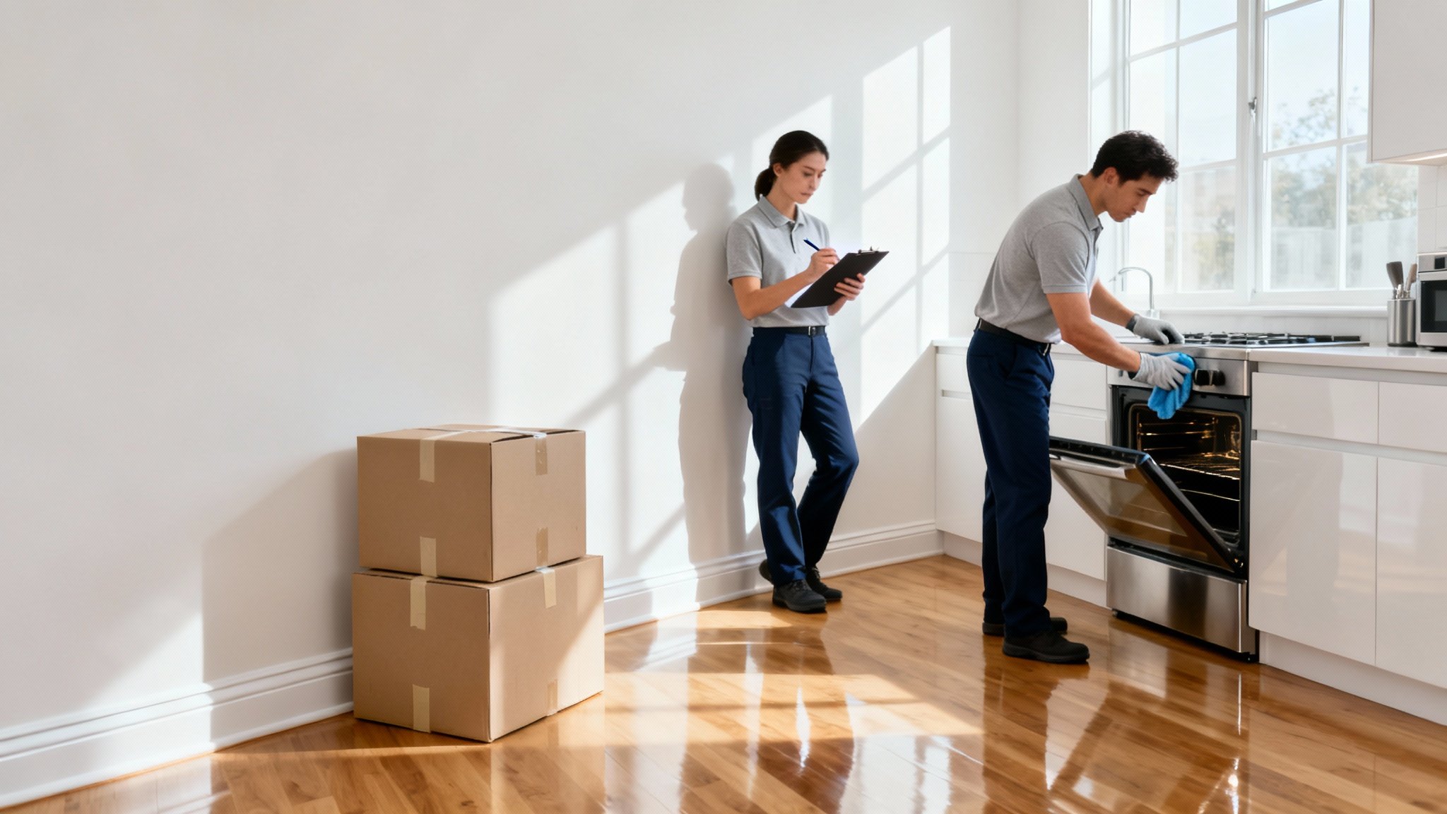 Empty apartment cleaned for end of tenancy inspection