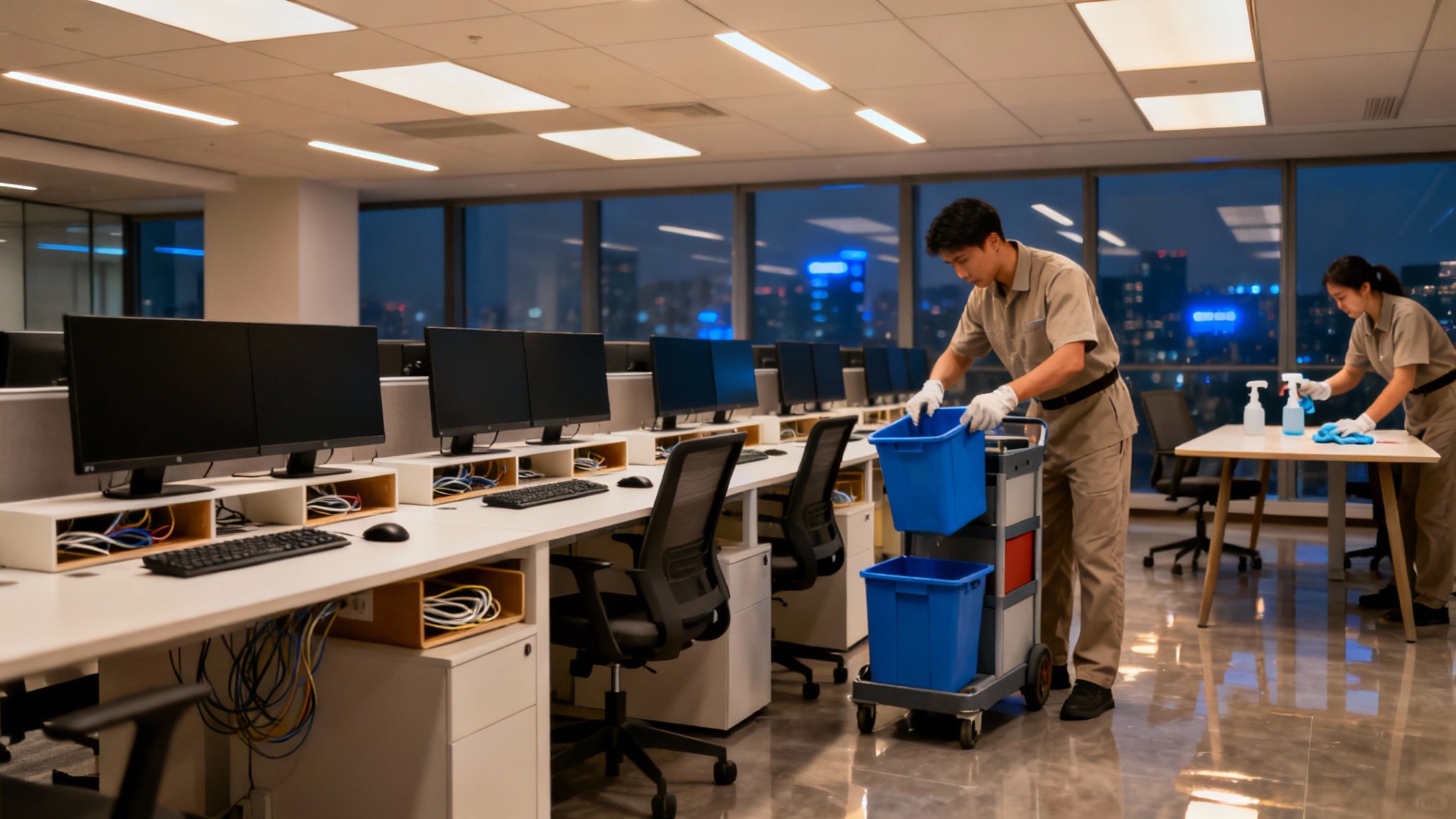 A clean and organized open-plan office